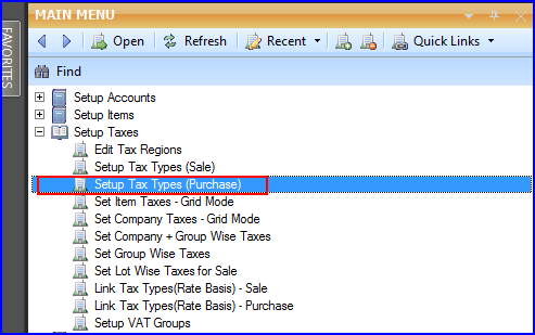 Setup Tax Type Purchase